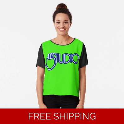 Le Studio Chiffon Top White & Blue Logo LG Le Studio Chiffon Top White & Blue Logo LG
